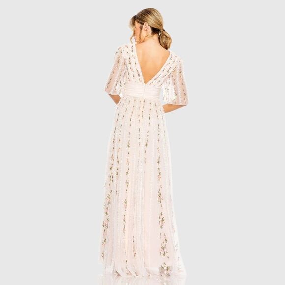 Anthropologie Mac Duggal Short-Sleeve Floral Ruffled
V-Neck Gown / size 12 - Picture 3 of 13